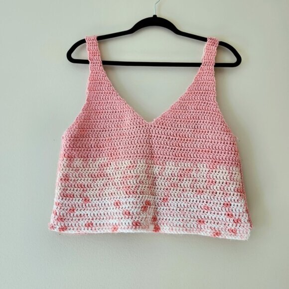 Pink Knit Crop Tank Top - Picture 1 of 4